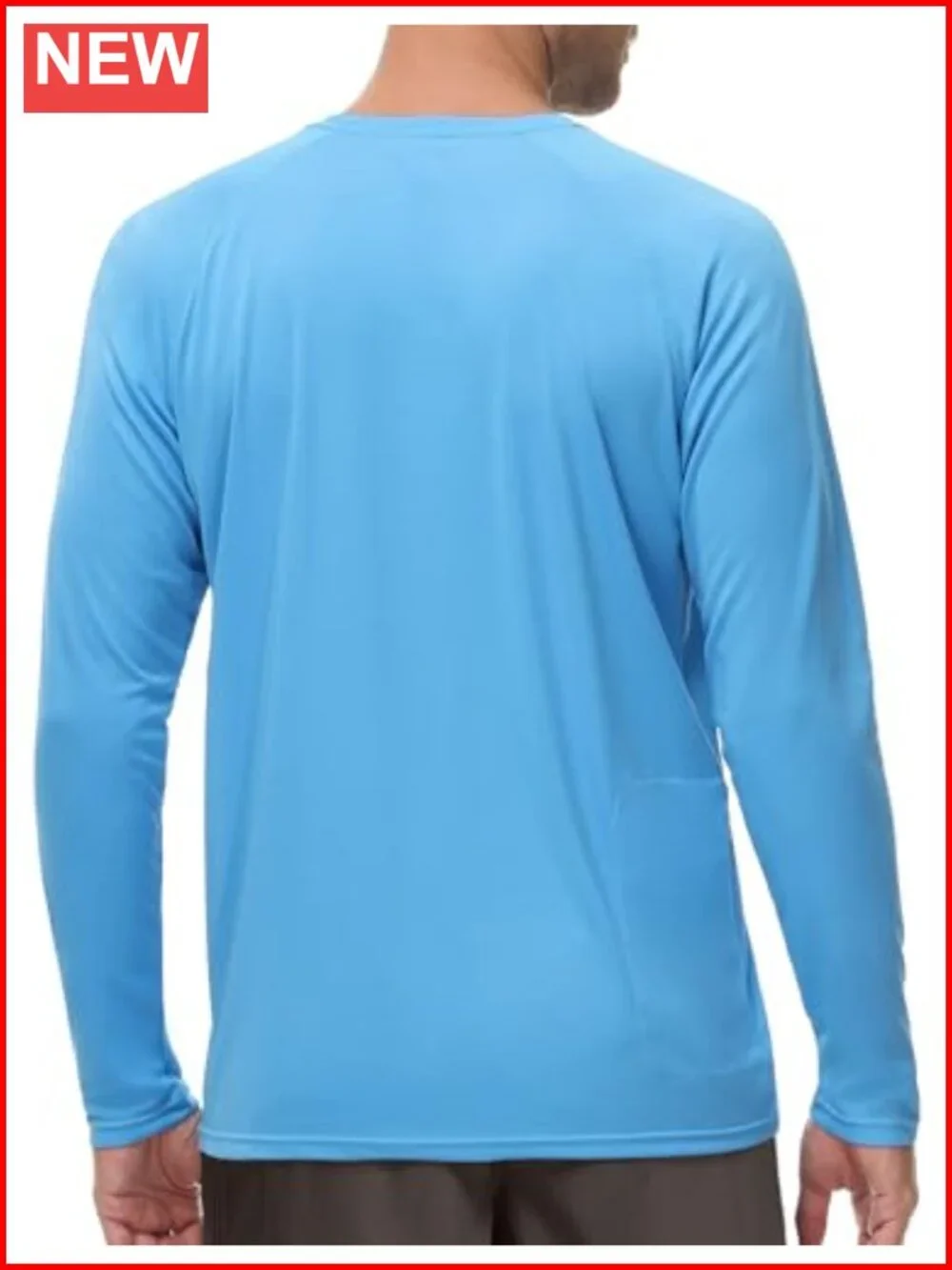 Men's UPF 50+ Long Sleeve Rash Guard Shirt with Zip Pocket - Quick Dry Fishing